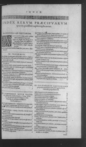 Fifth Volume - Roman Calendar of Gregory XIII - Index of chapter contents - Page 599